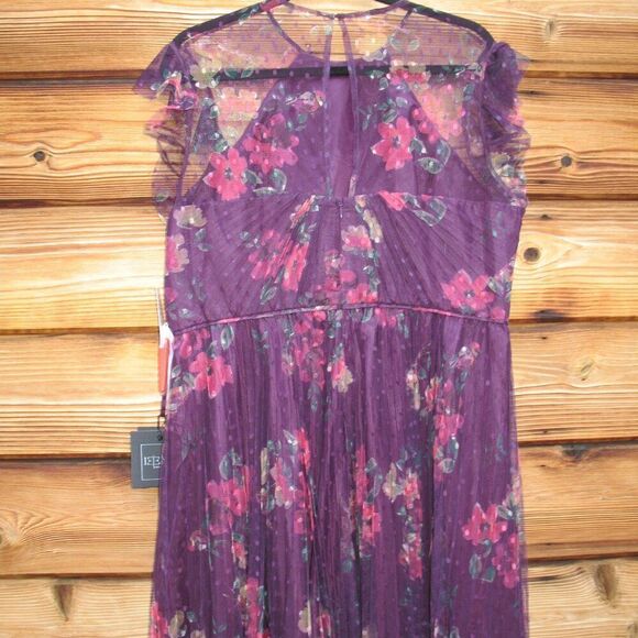 Mac Duggal 2143 Womens FLORAL FLUTTER SLEEVE MIDI DRESS - Picture 9 of 14